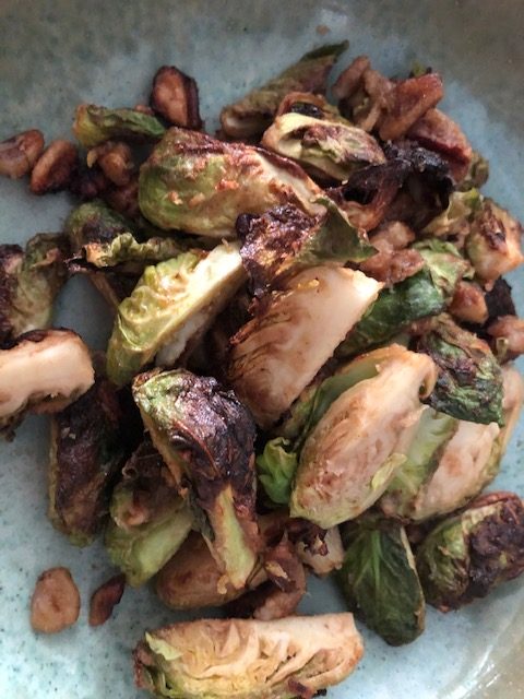 Caramelized Brussel Sprouts with Lemon Pecan Sauce