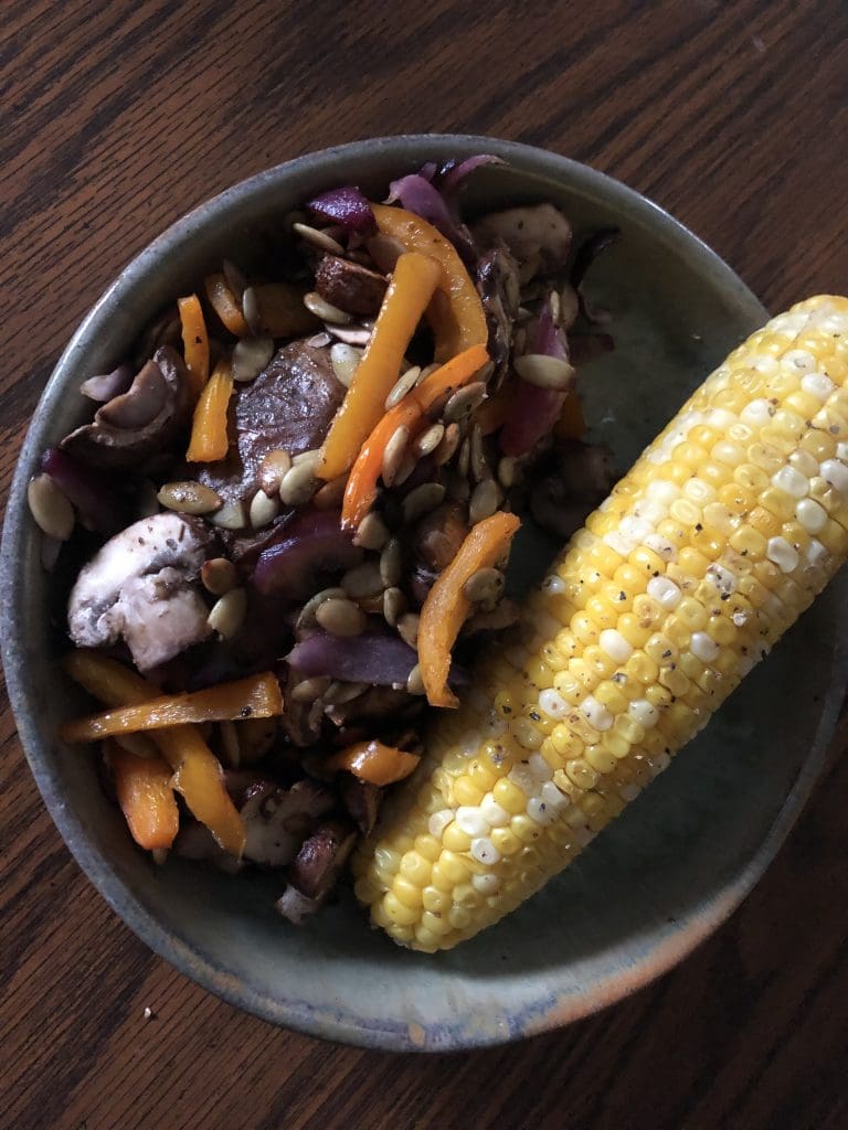 Air Fried Pretty Pepper Plate with Corn on the Cobb