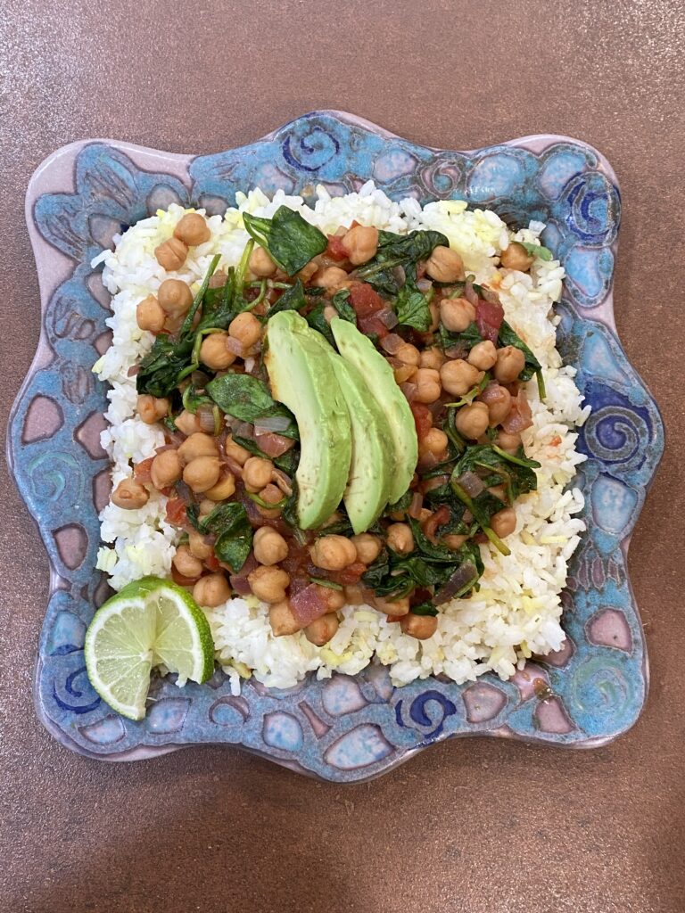 Persian lime balsamic spinach and chickpeas stew